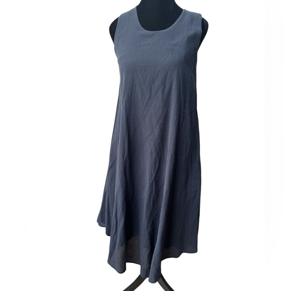 7115 by Szeki New York Tank Midi Dress Size Small Navy Cotton Linen Minimalist